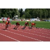 Nicolas (2. von rechts) beim Start über 50 m. 