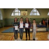 Siegerehrung der Mädchen Klasse 10: Maxi Demmler (Siegerin mit 1,46m), Lea Neuser, Lisa Richter (ebenfalls 1,46m) und Alexandra Grund. 