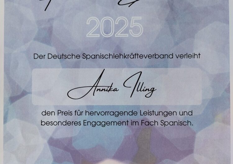¡Qué maravilla! – Premio de excelencia para Annika Illing de nuestro instituto.